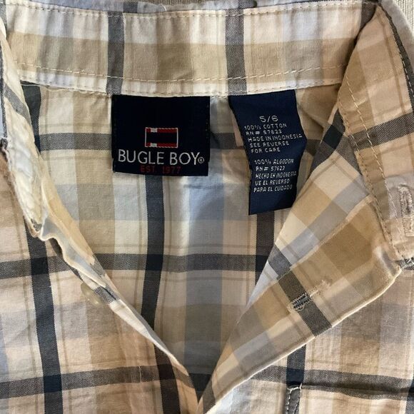 Bugle Boy Plaid Button Down Short Sleeve Tee Shirt - Picture 3 of 3
